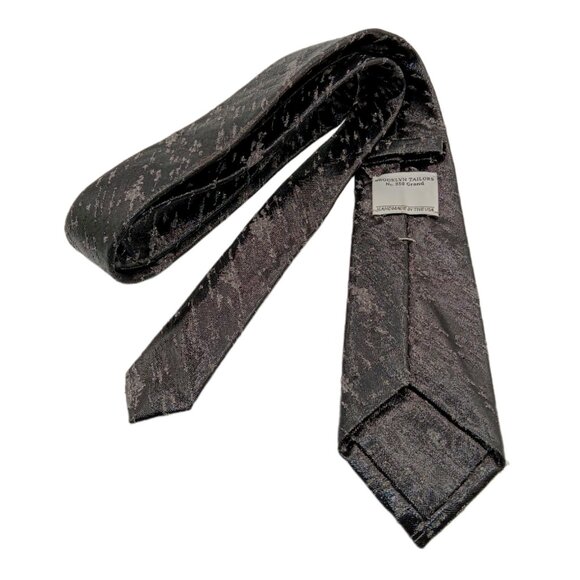Brooklyn Tailors Silk Tie Men’s 57” Charcoal Gray Glossy Vinyl Thick Wide New - Picture 3 of 3